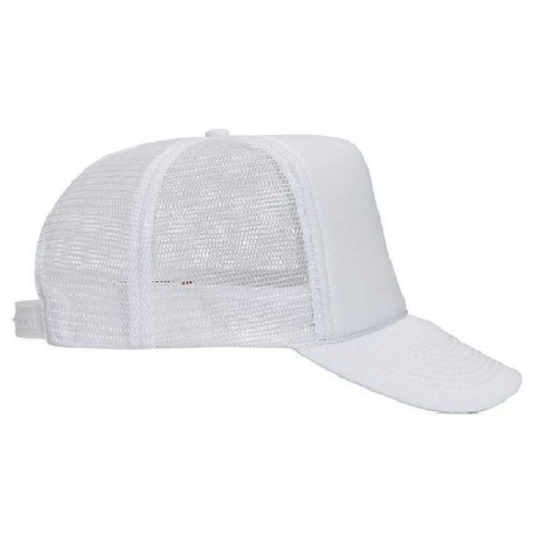 OTTO Polyester Foam Front 5 Panel High Crown Mesh Back Trucker Hat - White - Image 5
